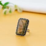 Arts Crystal Products Natural Labradorite Ring Set for Women,Vintage Joint Knuckle Stackable Rings Oval Gemstone Ring