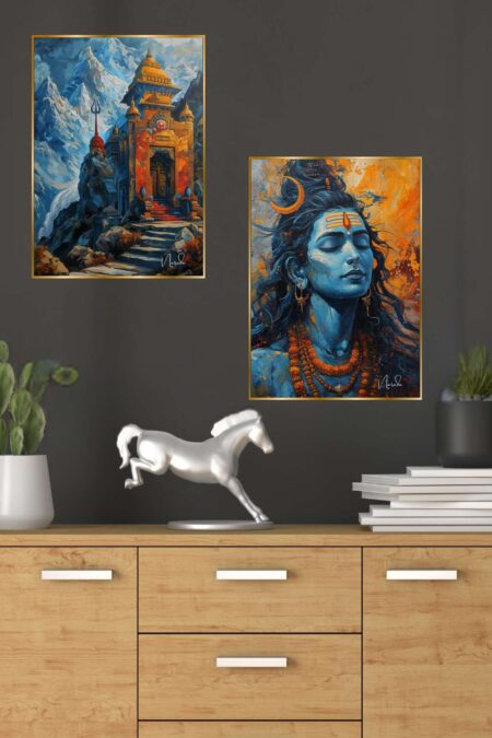 Set of Two Wall Paintings for Wall Dacoration Golden Framed Wall Paintings for Living Room & Bedroom Wall Art for Home Decoration & Office Wall Décor (14x11 inch CH-GD2-7)