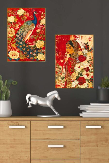 Set of Two Wall Paintings for Wall Dacoration Golden Framed Wall Paintings for Living Room & Bedroom Wall Art for Home Decoration & Office Wall Décor (14x11 inch CH-GD2-3)