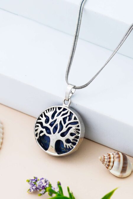 Crystal Tree of Life Pendant Simple White crystal Mineral Jewellery for Men Women Pendulum Necklace Family Tree Necklace Tree of Life Gemstone Blue Lapis