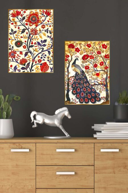 Set of Two Wall Paintings for Wall Dacoration Golden Framed Wall Paintings for Living Room & Bedroom Wall Art for Home Decoration & Office Wall Décor (14x11 inch CH-GD2-15)