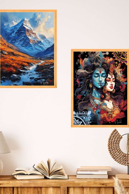 Set of Two Wall Paintings for Wall Dacoration Golden Framed Wall Paintings for Living Room & Bedroom Wall Art for Home Decoration & Office Wall Décor (14x11 inch CH-GD2-21)