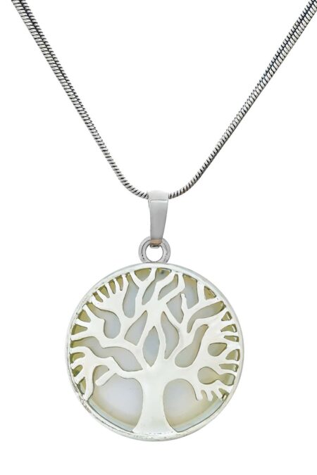 Crystal Tree of Life Pendant Simple White crystal Mineral Jewellery for Men Women Pendulum Necklace Family Tree Necklace Tree of Life Gemstone White crystal