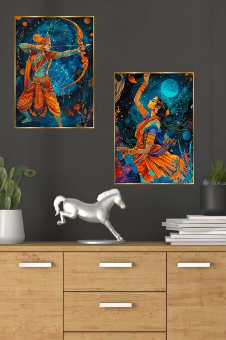 Set of Two Wall Paintings for Wall Dacoration Golden Framed Wall Paintings for Living Room & Bedroom Wall Art for Home Decoration & Office Wall Décor (14x11 inch CH-GD2-4)