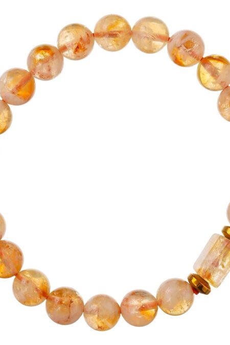 Citrine Tumbler Bracelet for Women Men's Gifts - Protection Healing Crystal Bracelet - 8mm Gemstone Beaded Adjustable