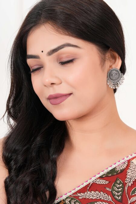 Earrings for Women Traditional Silver AZ838-OXidised Jhumka Set | German Silver Chand Baliyan & Jhumkas Earrings | Birthday & Anniversary Gift -AZ838-OX-ER32