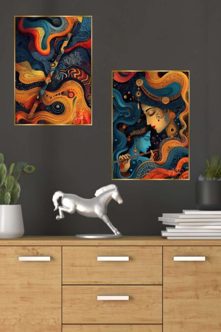 Set of Two Wall Paintings for Wall Dacoration Golden Framed Wall Paintings for Living Room & Bedroom Wall Art for Home Decoration & Office Wall Décor (14x11 inch CH-GD2-6)