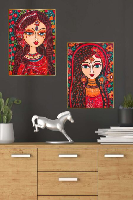 Set of Two Wall Paintings for Wall Dacoration Golden Framed Wall Paintings for Living Room & Bedroom Wall Art for Home Decoration & Office Wall Décor (14x11 inch CH-GD2-12)