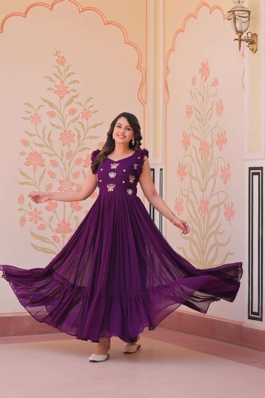 Purple Georgette Anarkali Gown