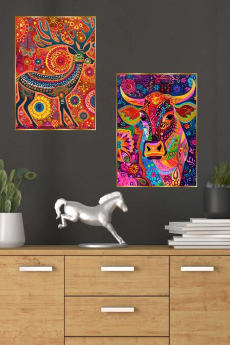 Set of Two Wall Paintings for Wall Dacoration Golden Framed Wall Paintings for Living Room & Bedroom Wall Art for Home Decoration & Office Wall Décor (14x11 inch CH-GD2-8)