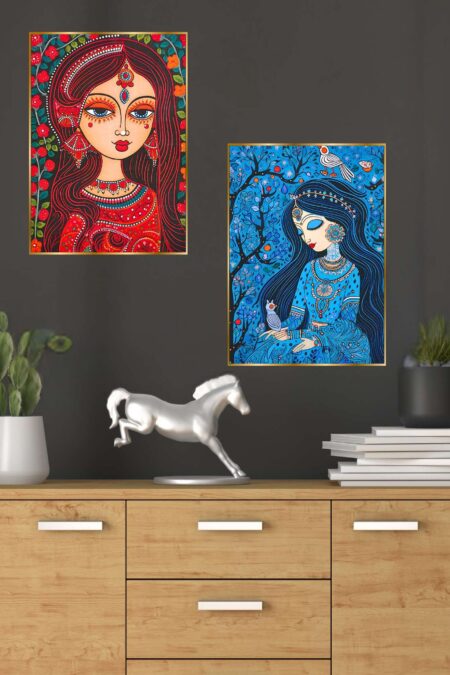 Set of Two Wall Paintings for Wall Dacoration Golden Framed Wall Paintings for Living Room & Bedroom Wall Art for Home Decoration & Office Wall Décor (14x11 inch CH-GD2-2)