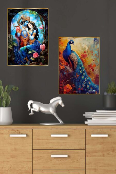 Set of Two Wall Paintings for Wall Dacoration Golden Framed Wall Paintings for Living Room & Bedroom Wall Art for Home Decoration & Office Wall Décor (14x11 inch CH-GD2-5)