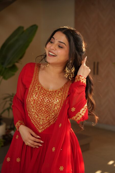 Red Anarkali Kurta Set